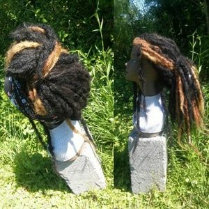 Handmade Black ombre tie on dreadlock partial wig